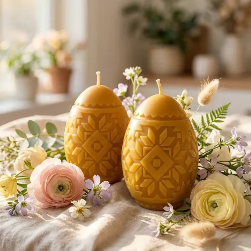 свічка з бджолиного воску у формі яйця